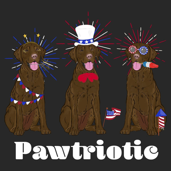 4th of July Lineup Chocolate Lab - Adult Unisex Long Sleeve T-Shirt
