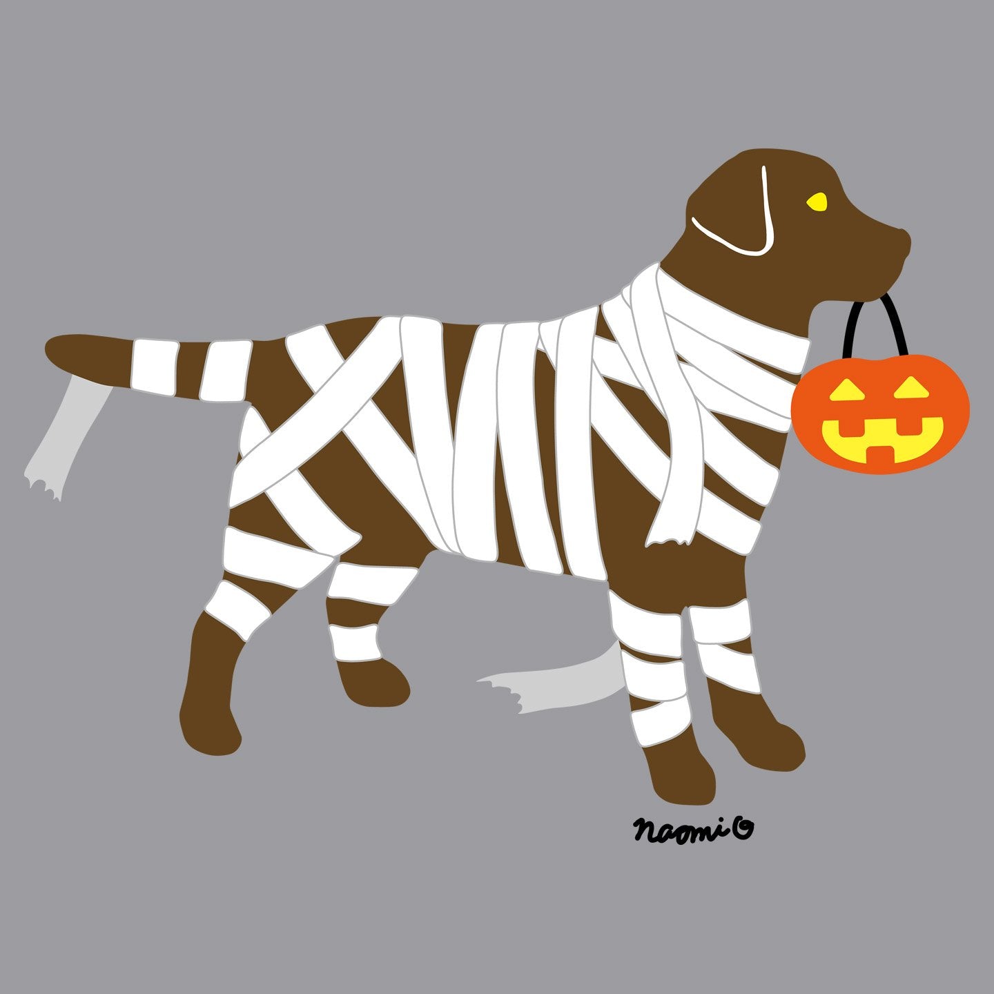 Chocolate Lab Mummy Trick or Treater - Adult Unisex Long Sleeve T-Shirt