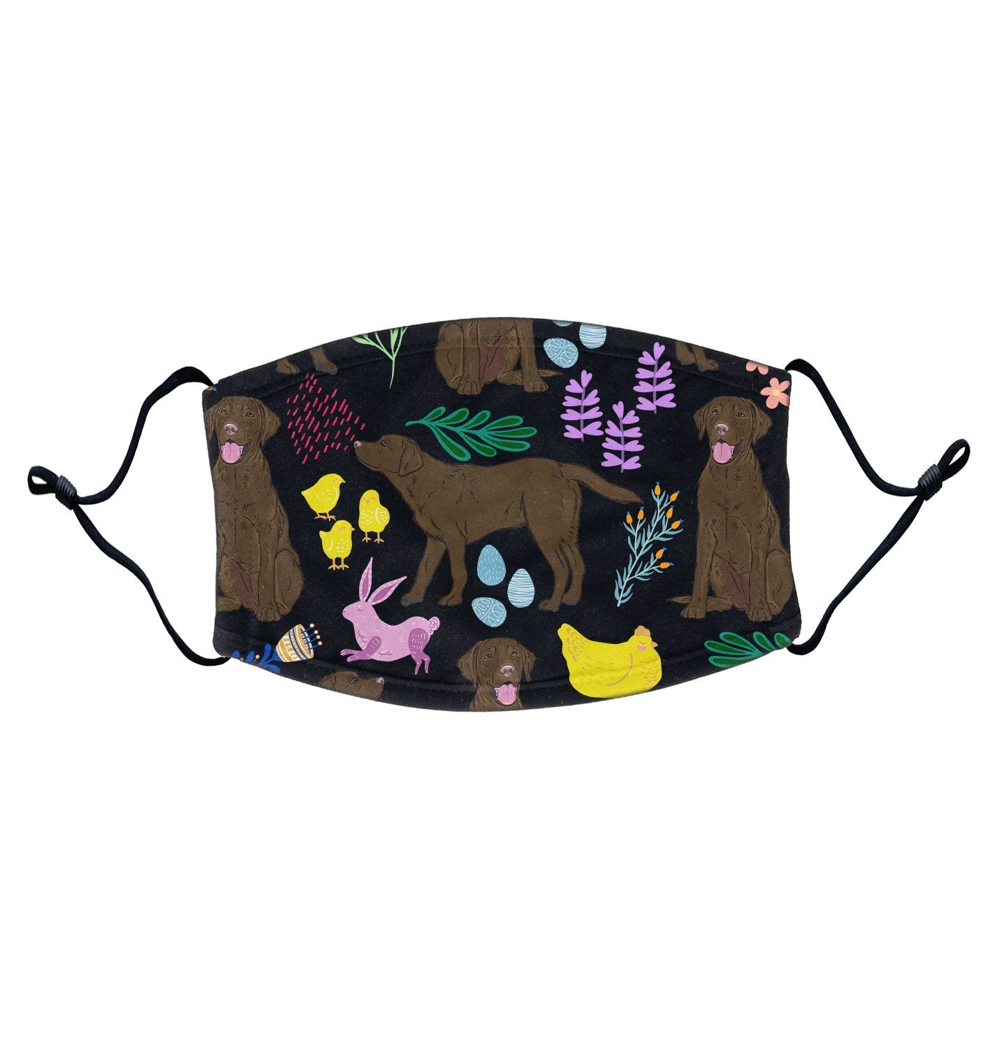 Labradors.com - Chocolate Labrador Easter Mix  - Adult Adjustable Face Mask