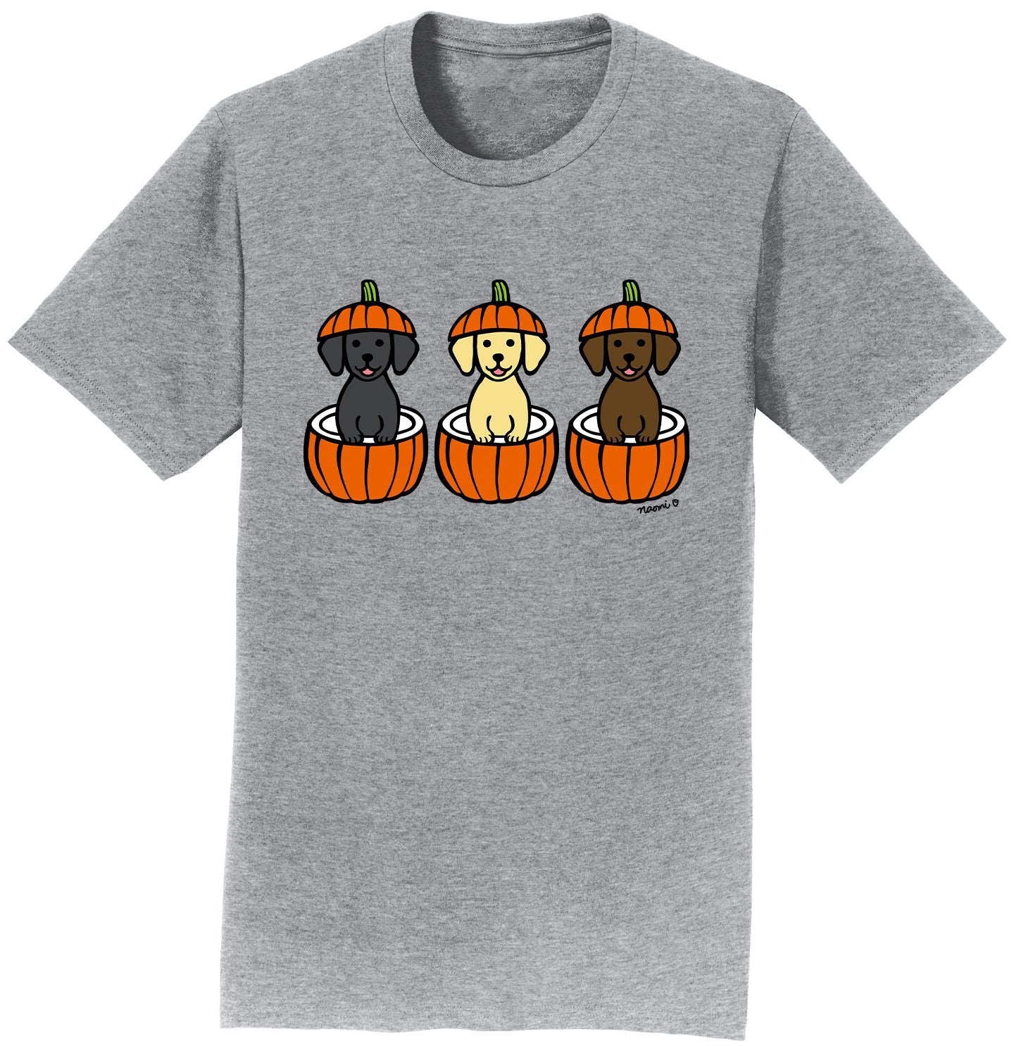 3 Pumpkin Lab Pups - Adult Unisex T-Shirt