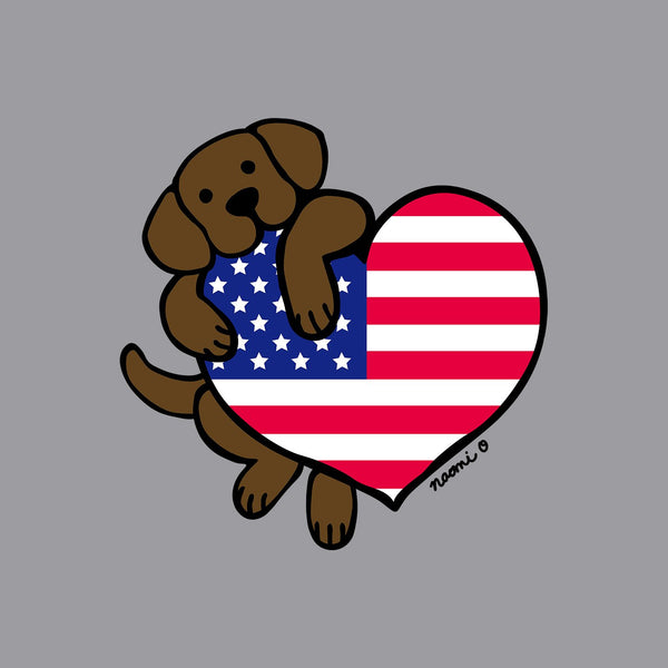 Chocolate Lab USA Flag Heart Left Chest - Kids' Unisex T-Shirt