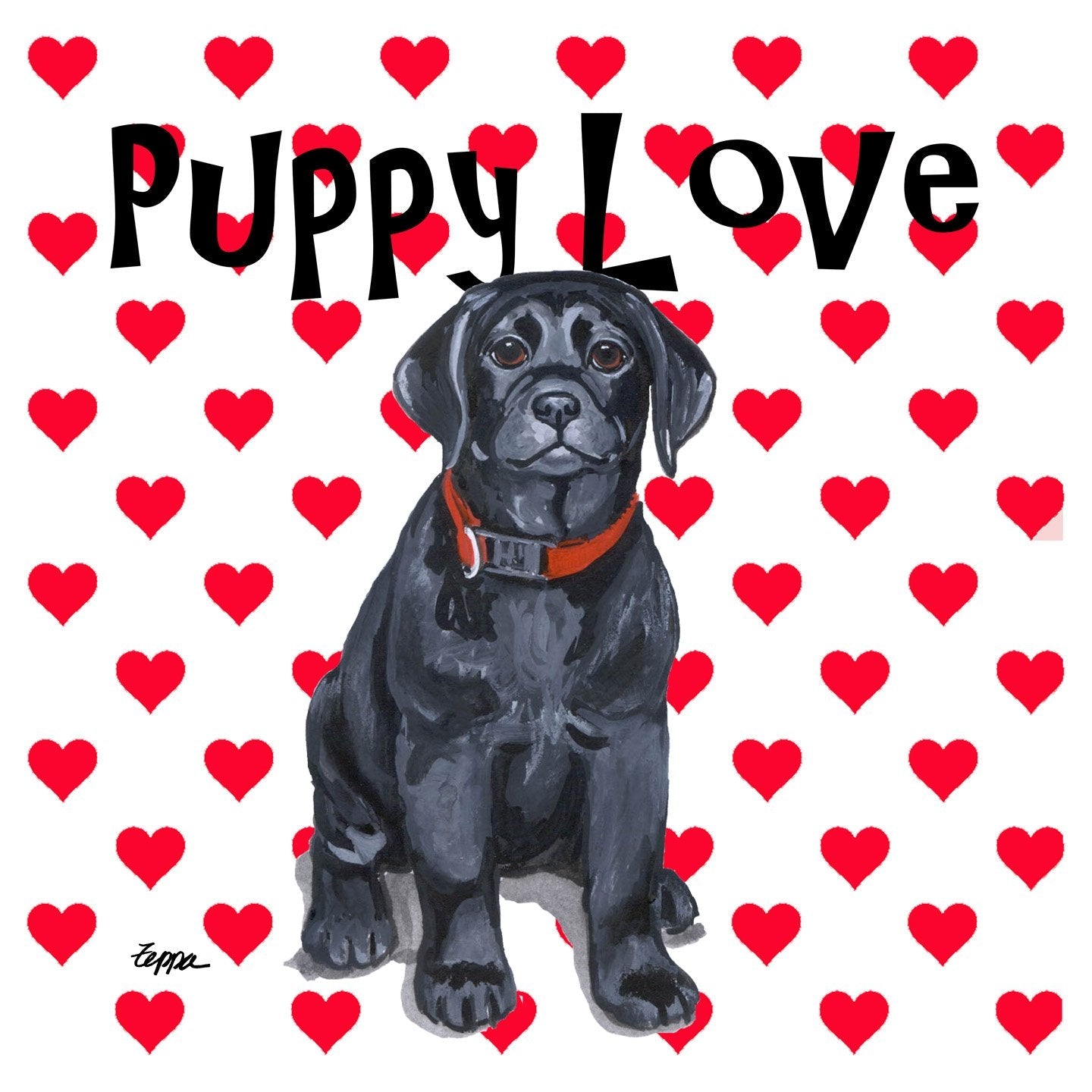 Black Lab Puppy Love - Women's Fitted T-Shirt