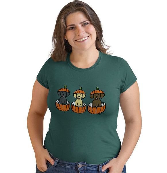 3 Pumpkin Lab Pups - Halloween - Women's Fitted T-Shirt