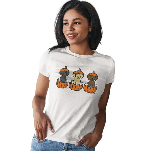 3 Pumpkin Lab Pups - Women's Fitted T-Shirt