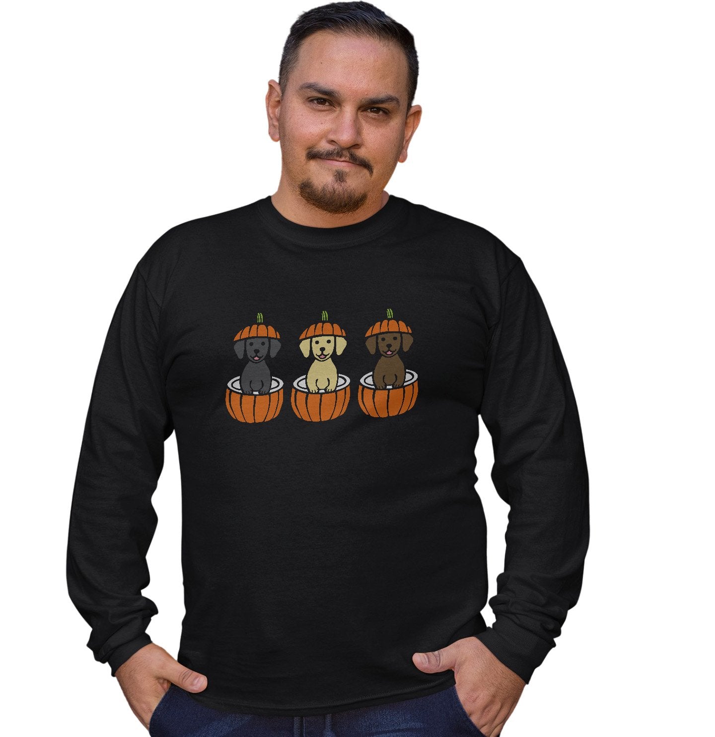 3 Pumpkin Lab Pups - Halloween - Long Sleeve T-Shirt