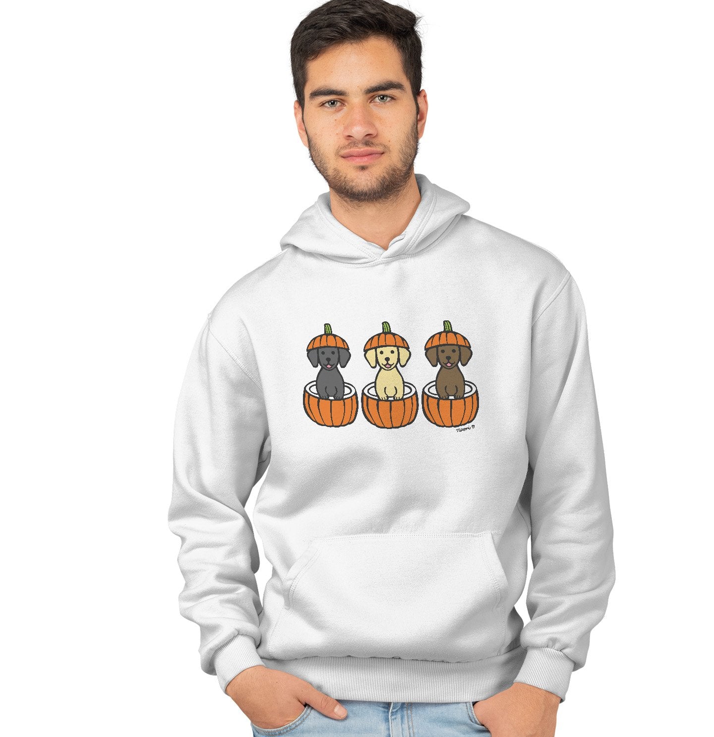 3 Pumpkin Lab Pups - Halloween - Hoodie Sweatshirt