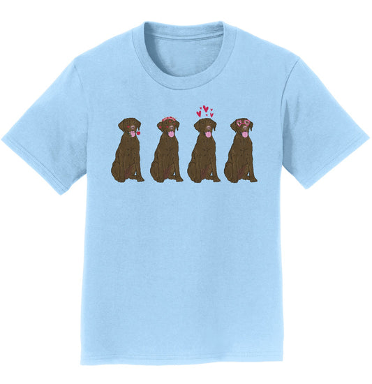 Labradors.com - Chocolate Lab Love Line Up - Kids' Unisex T-Shirt
