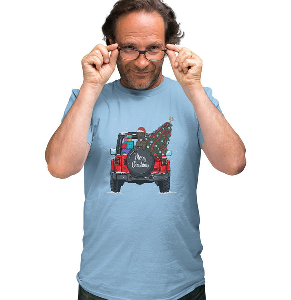 Christmas Jeep Chocolate Lab - Adult Unisex T-Shirt