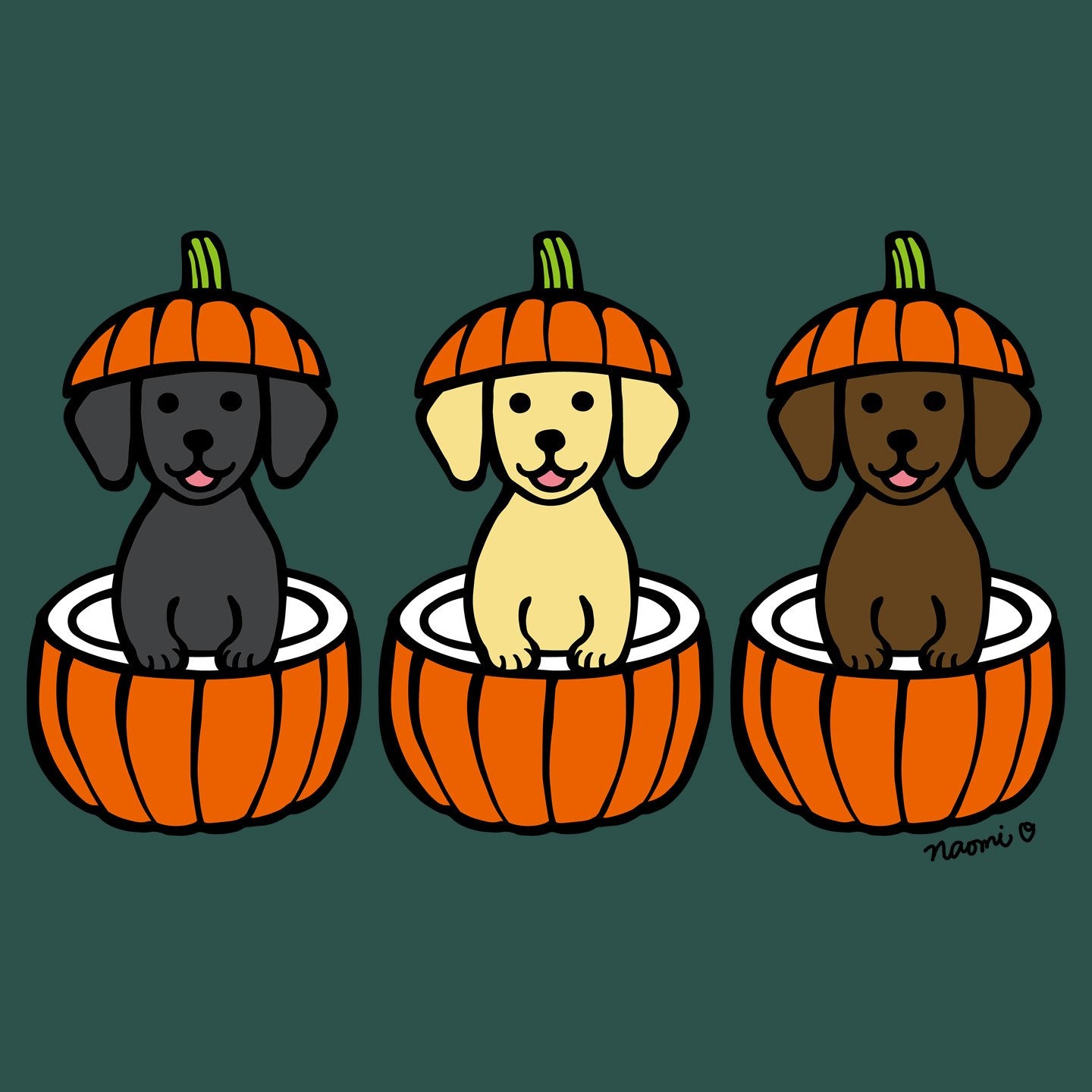 3 Pumpkin Lab Pups - Women's Fitted T-Shirt