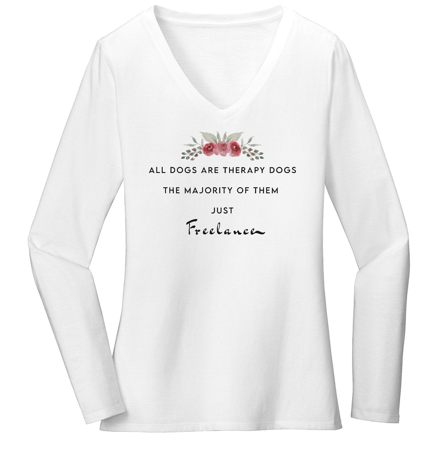 Therapy Dogs Freelance - Women's V-Neck Long Sleeve T-Shirt