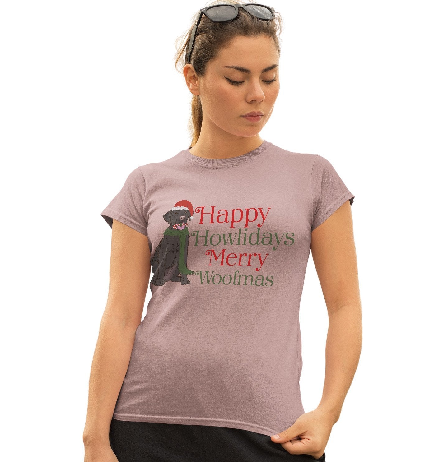 Labradors.com - Merry Woofmas Black Lab - Women's Fitted T-Shirt