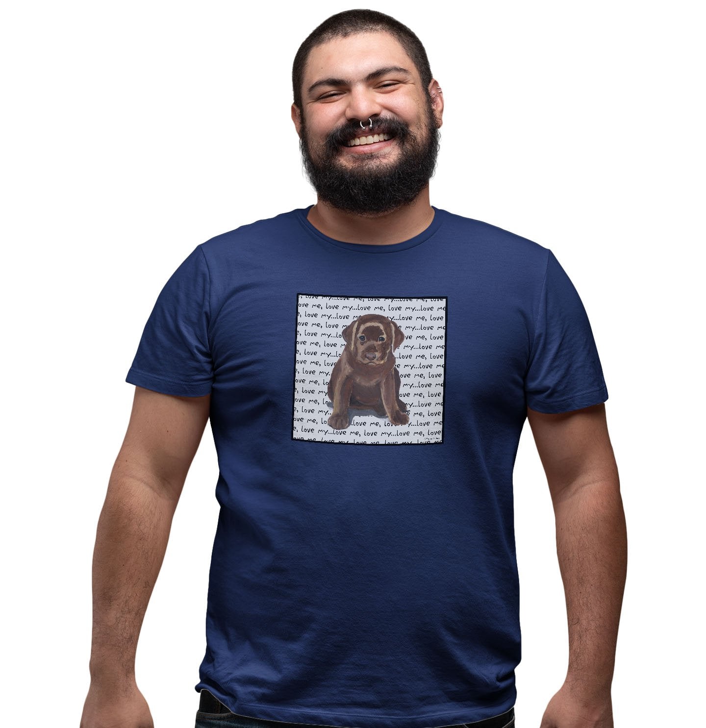 Chocolate Lab Puppy Love Text - Adult Unisex T-Shirt