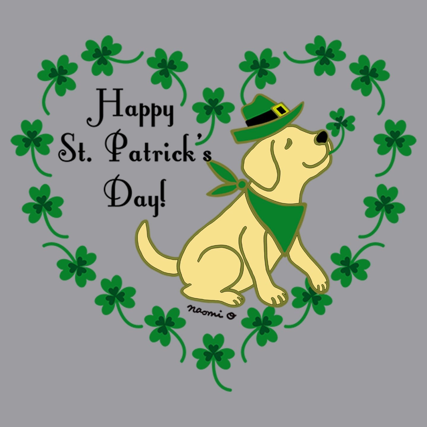 St. Patrick's Day Clover Heart Yellow Lab - Adult Unisex T-Shirt