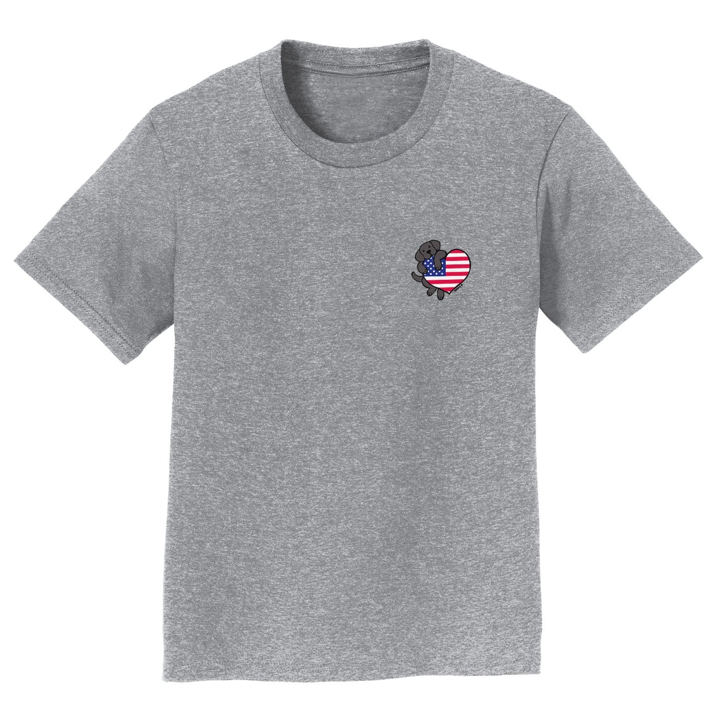 USA Flag Heart Black Lab Left Chest - Kids' T-Shirt