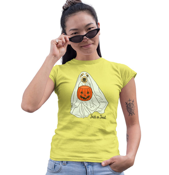 Trick or Treat Ghost Dog - Women's Fitted T-Shirt