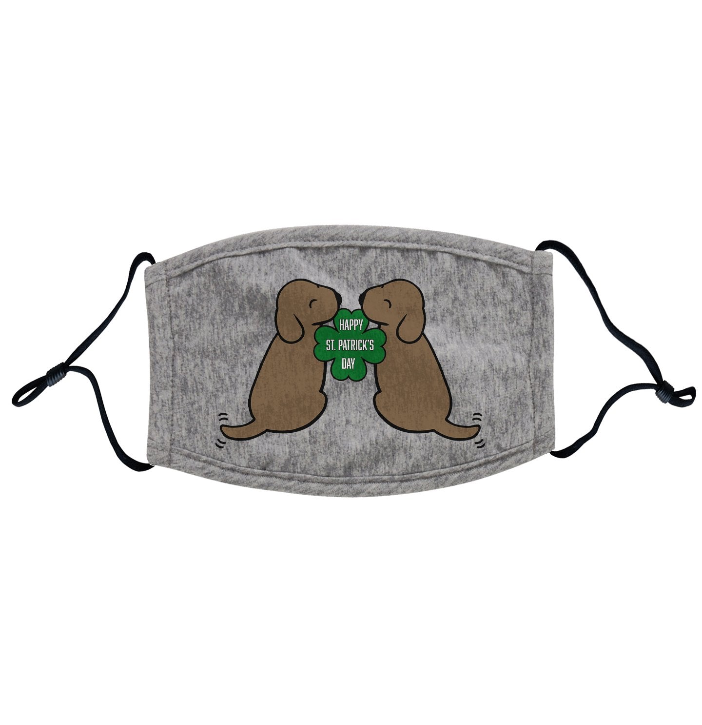 Animal Pride - Happy St. Patrick's Day Chocolate Lab Puppies - Adult Adjustable Face Mask