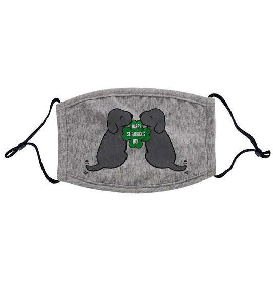 Animal Pride - Happy St. Patrick's Day Black Lab Puppies - Adult Adjustable Face Mask