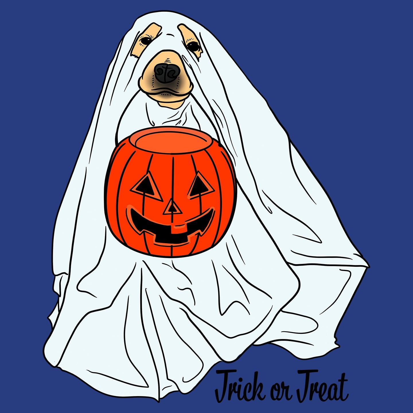 Trick or Treat Ghost Dog - Women's Fitted T-Shirt