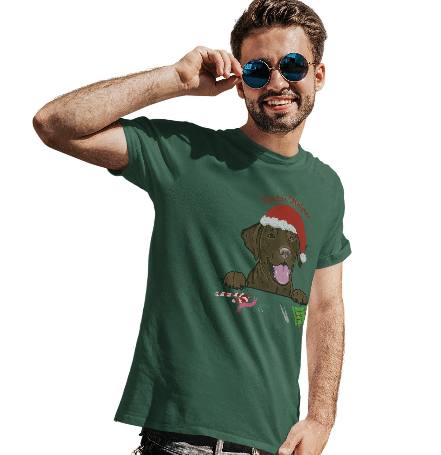 Labradors.com - Santa Helper Chocolate Lab - Adult Unisex T-Shirt