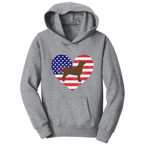 USA Flag Chocolate Lab Silhouette - Kids' Hoodie Sweatshirt