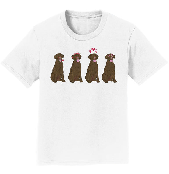 Chocolate Lab Love Line Up - Kids' Unisex T-Shirt