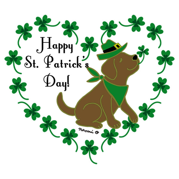 St. Patrick's Day Clover Heart Chocolate Lab - Women's Fitted T-Shirt