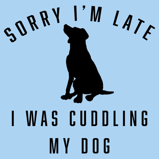 Sorry I'm Late Dog Cuddling Labrador Silhouette - Adult Unisex T-Shirt