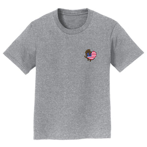 USA Flag Heart Chocolate Lab Left Chest - Kids' T-Shirt
