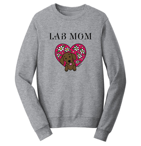 Animal Pride - Flower Heart Chocolate Lab Mom - Adult Unisex Crewneck Sweatshirt