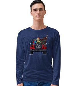 Labradors.com - Christmas Jeep Yellow Lab - Adult Unisex Long Sleeve T-Shirt