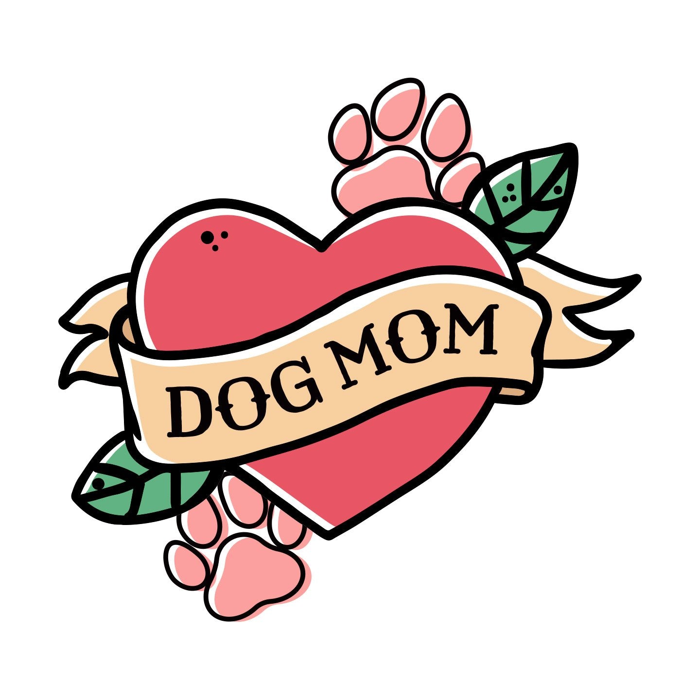 Dog Mom Heart - Pocket - Adult Unisex Hoodie Sweatshirt