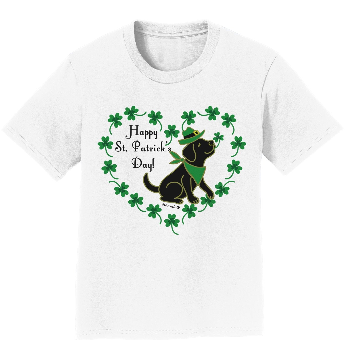 St. Patrick's Day Clover Heart Black Lab - Kids' Unisex T-Shirt