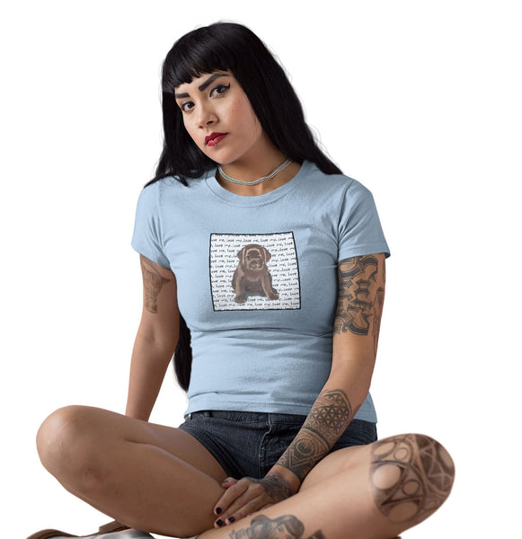 Chocolate Lab Puppy Love Text - Women's Fitted T-Shirt