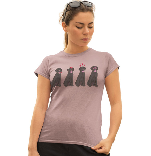 Labradors.com - Black Lab Love Line Up - Women's Fitted T-Shirt