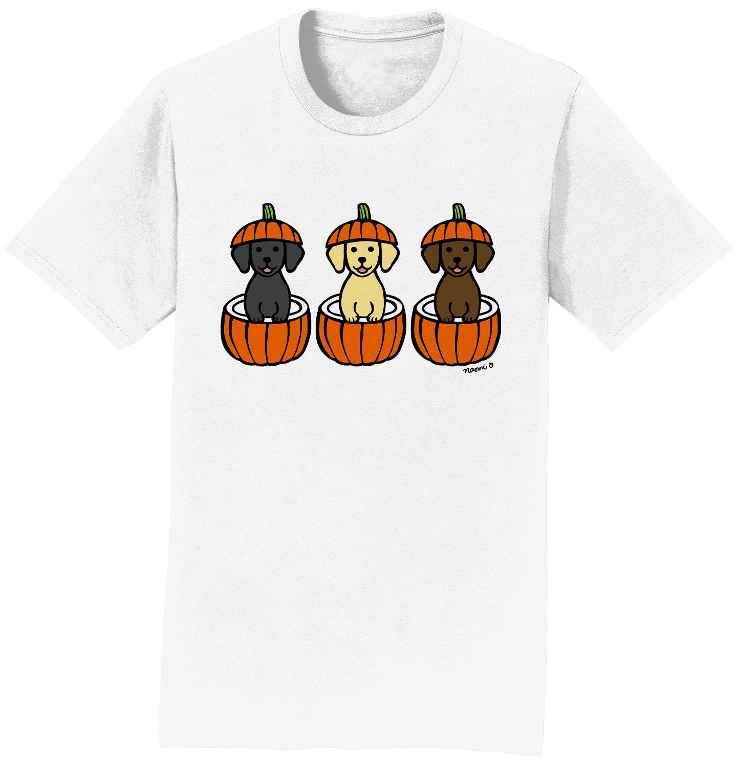 3 Pumpkin Lab Pups - Adult Unisex T-Shirt