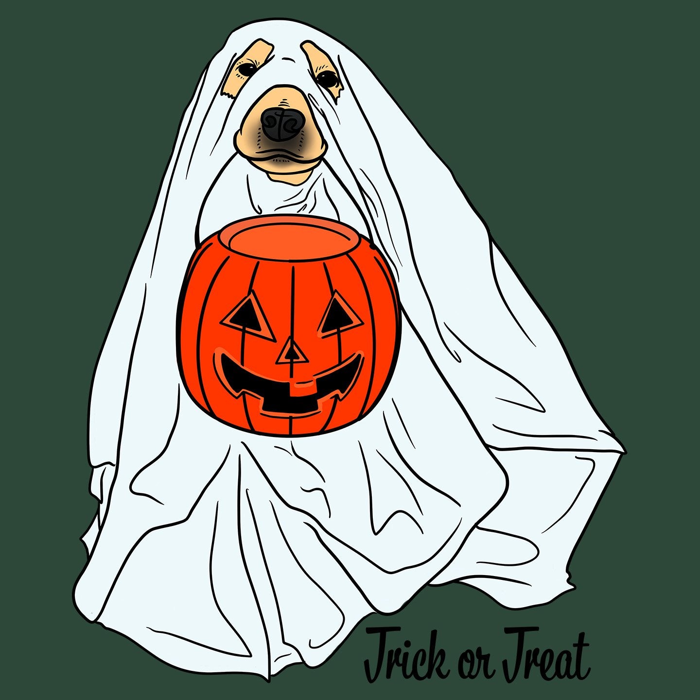 Trick or Treat Ghost Dog - Adult Unisex T-Shirt