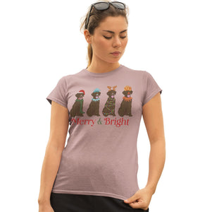 Labradors.com - Chocolate Lab Christmas Line Up - Women's Fitted T-Shirt