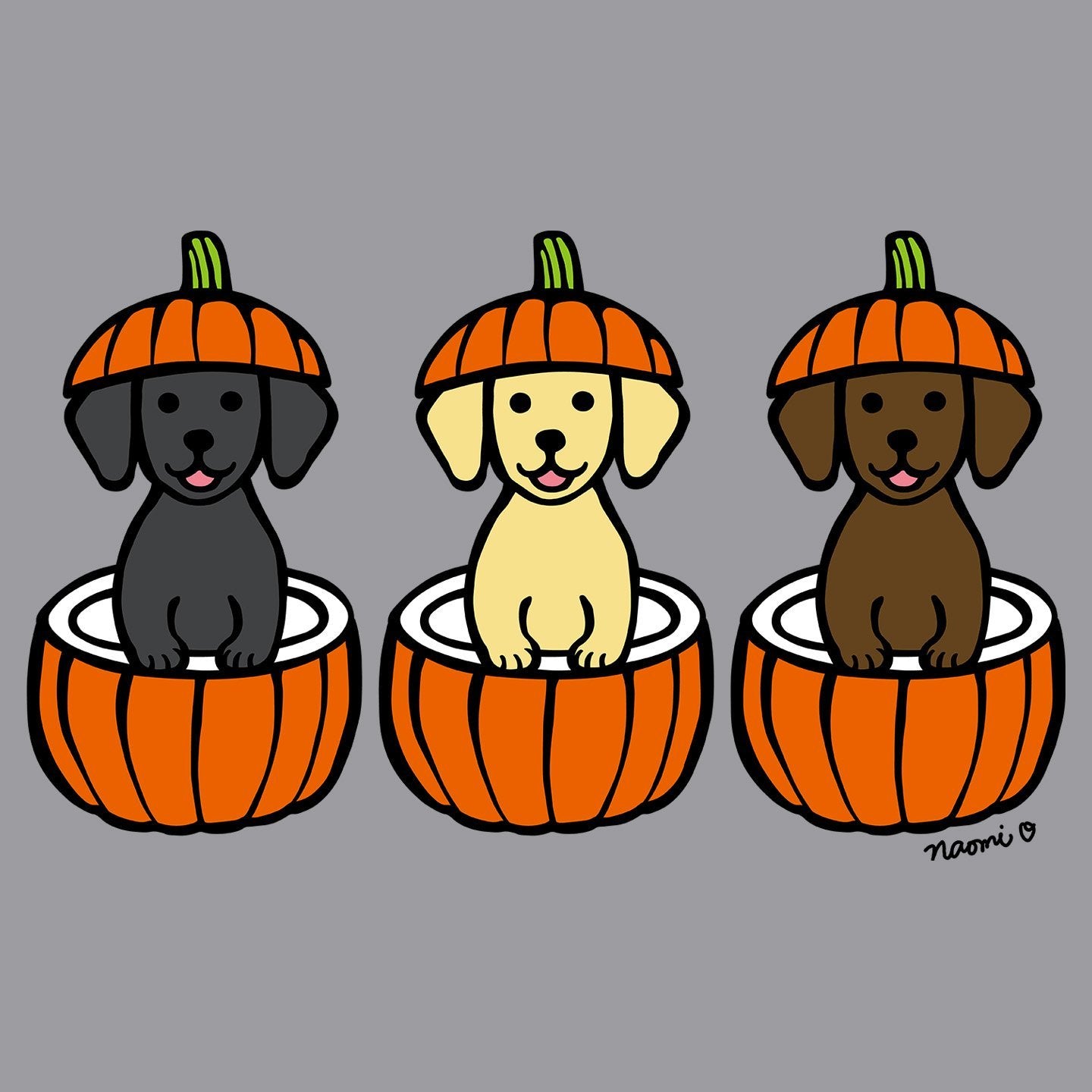 3 Pumpkin Lab Pups Left Chest - Adult Unisex Full-Zip Hoodie Sweatshirt