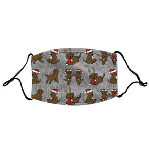 Christmas Chocolate Labrador Puppy Pattern | Adjustable, Breathable Face Mask