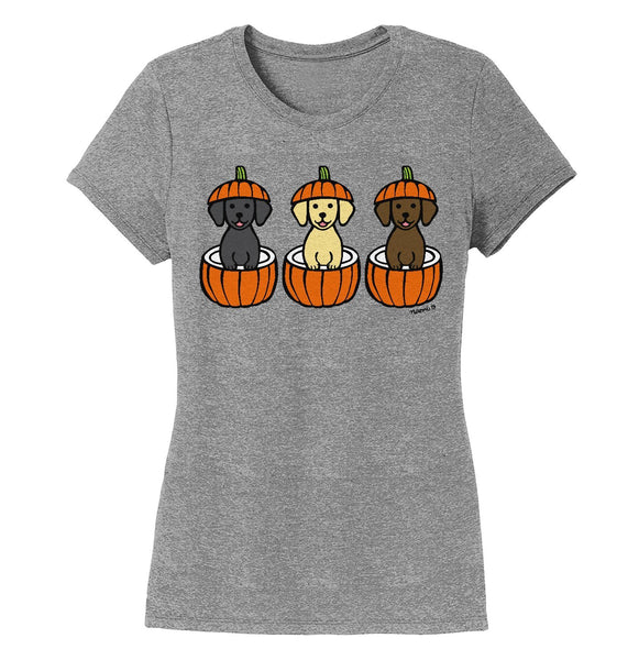3 Pumpkin Lab Pups - Halloween - Women's Tri-Blend T-Shirt