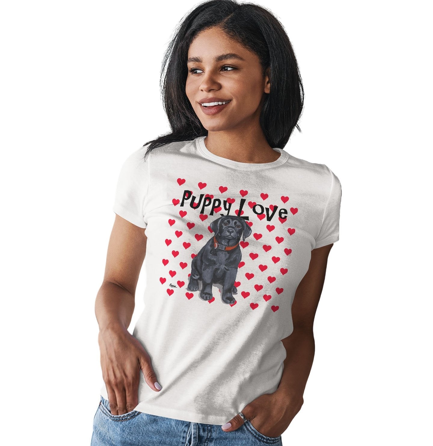 Black Lab Puppy Love - Women's Fitted T-Shirt