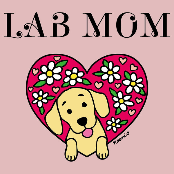 Flower Heart Yellow Lab Mom - Women's Fitted T-Shirt