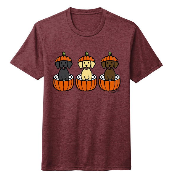 3 Pumpkin Lab Pups - Adult Tri-Blend T-Shirt