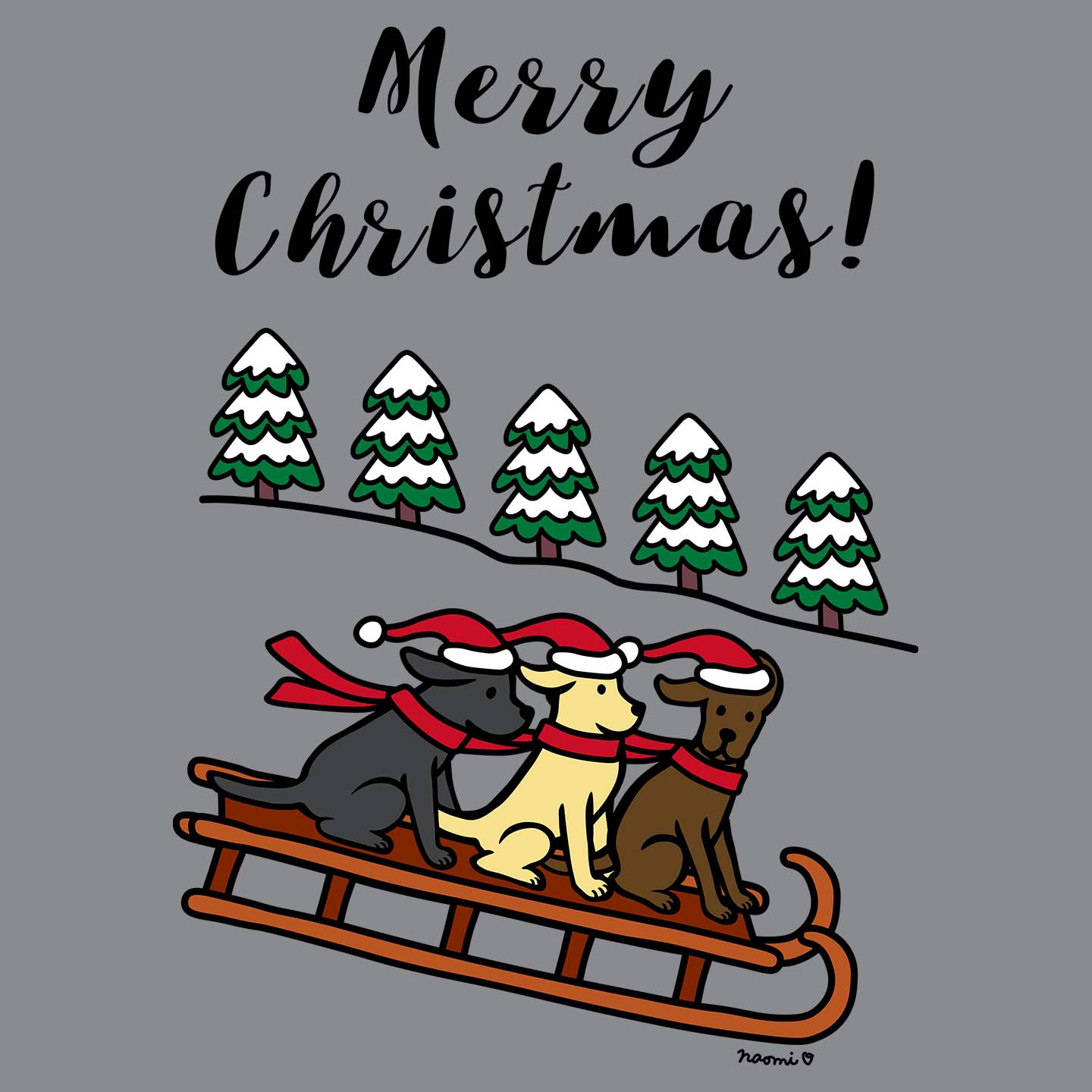 Three Labs on a Sleigh - Adult Unisex Crewneck Sweatshirt