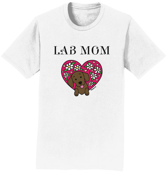 Flower Heart Chocolate Lab Mom - Adult Unisex T-Shirt
