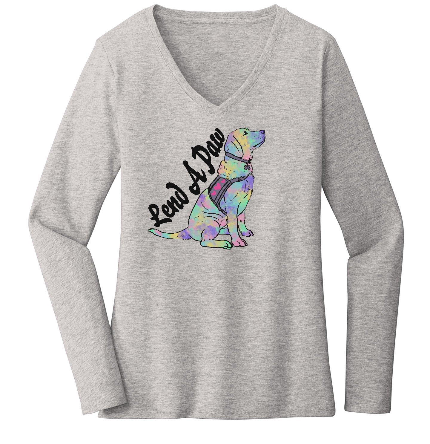 Lend a Paw Labrador Retriever - Women's V-Neck Long Sleeve T-Shirt