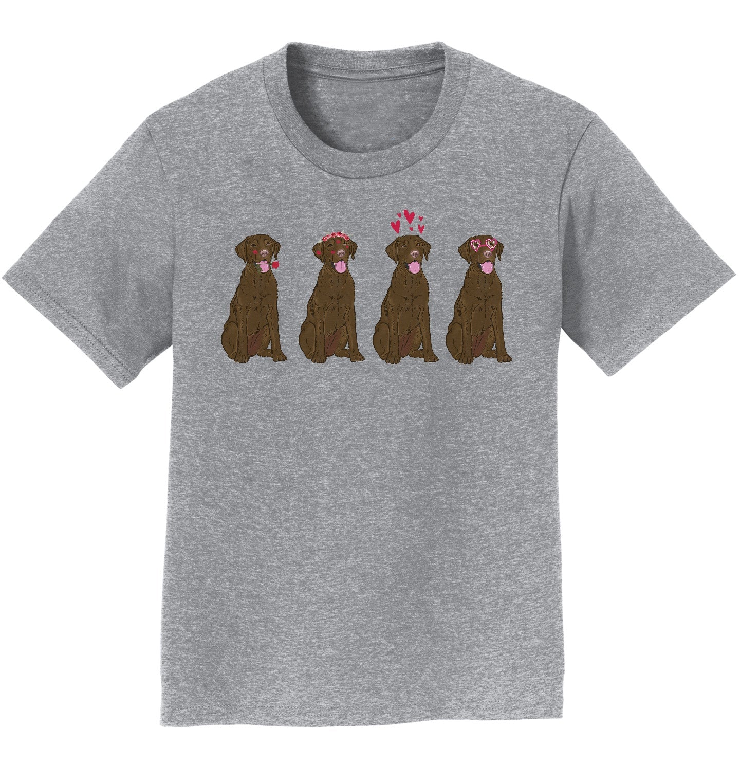 Chocolate Lab Love Line Up - Kids' Unisex T-Shirt