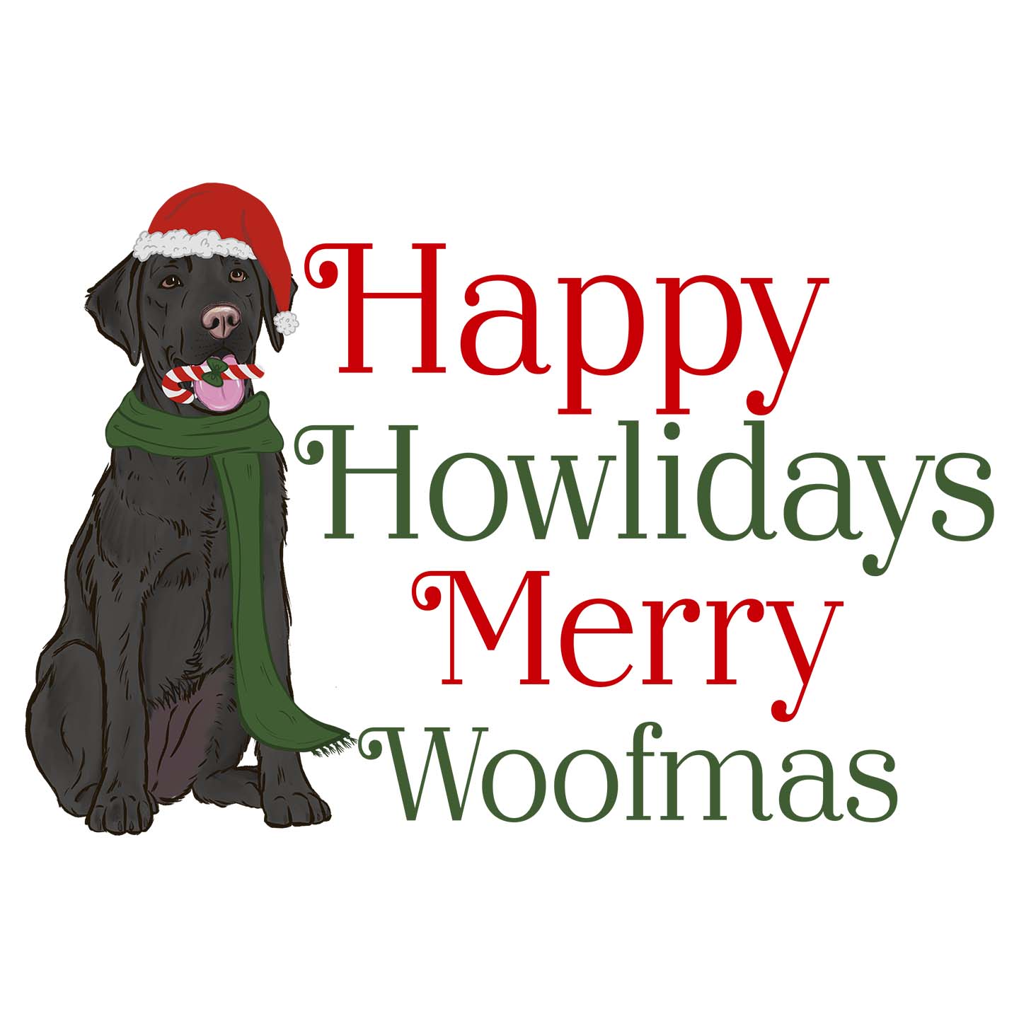 Merry Woofmas Black Lab - Adult Unisex Long Sleeve T-Shirt