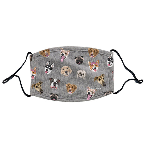 Dog Head Scatter - Adjustable Face Mask, Breathable, Reusable, Printed in USA