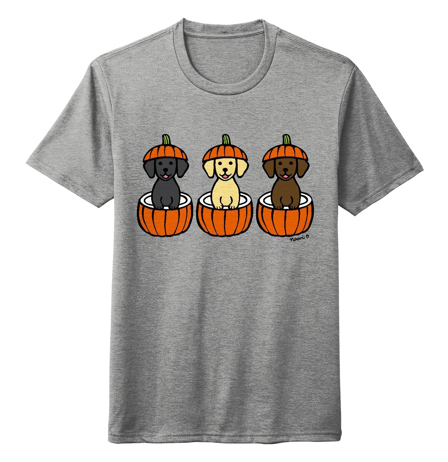 3 Pumpkin Lab Pups - Adult Tri-Blend T-Shirt